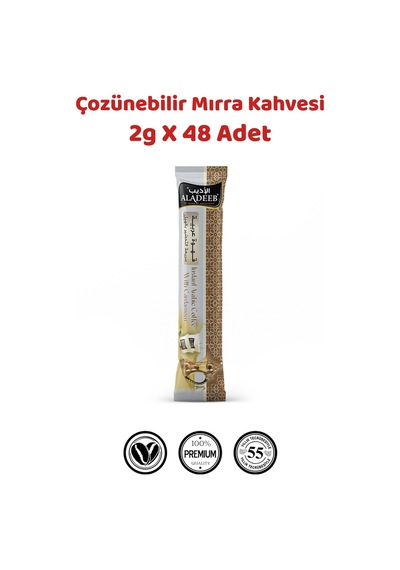 Acı Mırra & Çozünebilir Kakuleli Hazır Kahve - 48 Adet Tek İçimlik Poşet 2gr 48 Adet Hazır