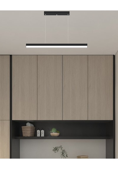 Magro 80cm Siyah Kasa, Sarı Işık Modern Sarkıt Led Avize Siyah