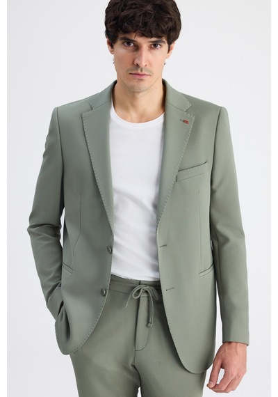 Twn Slim Fit Haki Armürlü Kumaş Ceket 6ec04bb01474m Çok Renkli