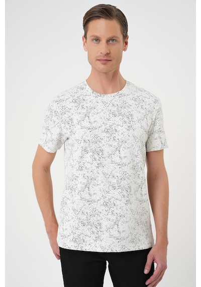 Efor Comfort Fit Bisiklet Yaka Batik Görünmlü Kısa Kol Casual Ekru Tişört Ts 905 Ekru