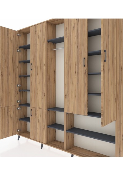 Arges Dolap 15 Raflı 5 Kapaklı Tek Askılı 220x30x243 Çam-çam/antrasit Atlas Çam/antrasıt Arges Dolap 15 Raflı 5 Kapaklı Tek Askılı 220x30x243 Çam-çam/antrasit Atlas Çam/antrasıt
