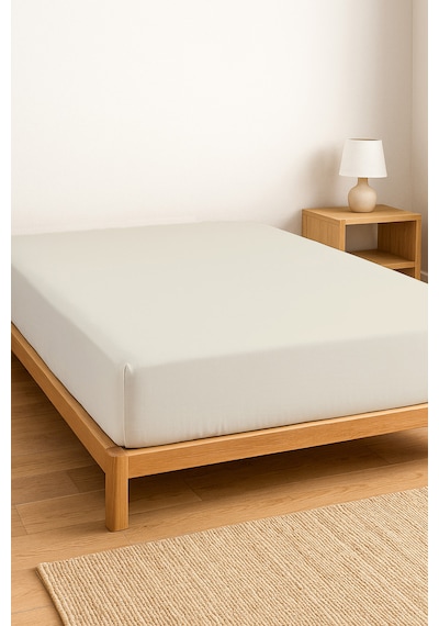 Purecomfort %100 Pamuk Ranforce Çift Kişilik Lastikli Çarşaf 160x200 Beyaz Taş