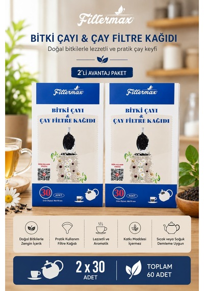 Pratik Bitki Çayı Ve Çay Filtre Kağıdı 30'lu 2'li Paket Beyaz