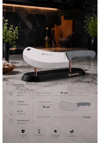 Sürmene Silver Serisi Pizza Börek Bıçağı Gri Sap Pide Salata Kıyma Mutfak Bıçak Hds-110