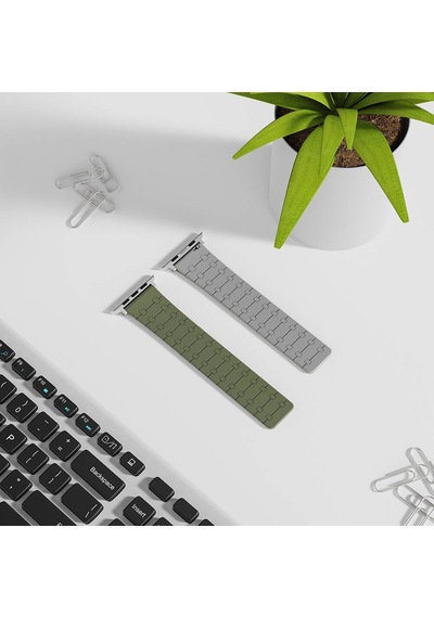 Apple Uyumlu  Watch  7/8/9 45mm İle 20mm Çizgili Desenli Silikon Kordon