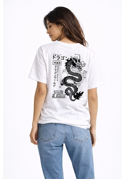 Sevgili Kombini Dragon Baskılı Çift Tişört Oversize Unisex Street Siyah