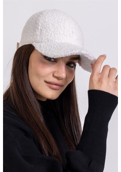 Ladycolor Şapka Peluş Ponpon Kumaş Beyaz Beyaz