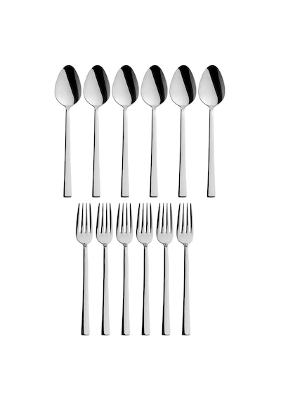 Parlak Gümüş Tatlı Çatal Ve Kaşık Seti - 12 Adet Kahvaltı Pasta Tatlı Çatal Ve Kaşık Seti Çok Renkli