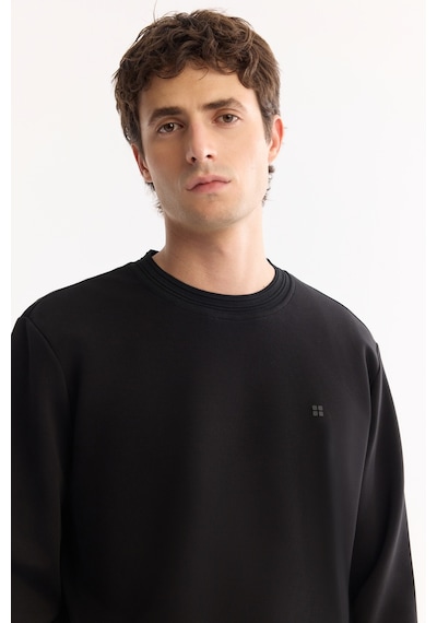 Avva Erkek Siyah Bisiklet Yaka Pamuklu Bi-stretch Regular Fit Sweatshirt A52y1271