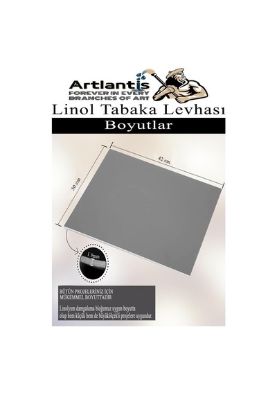 Linol Tabaka Levhası A3 30x42 Cm 2mm Gri 1 Adet Linolyum Tabaka Gri Linol Muşamba Baslı Levha Diğer