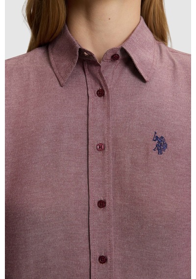 U.S. Polo Assn. Kadın Bordo Uzun Kollu Basic Gömlek 50324791-vr177 New Plum