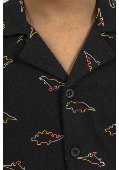 Rolypoly Erkek Çocuk Colorful Dinos Siyah Gömlek Pijama Takımı Rp3867-c-v2 Rp3867-c-v2