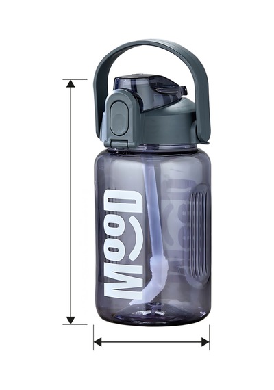 Spor Matarası Suluk - 1000 Ml Pipetli , Kilitli Kapak, Su Sızdırmaz Tasarım - Gri Gri