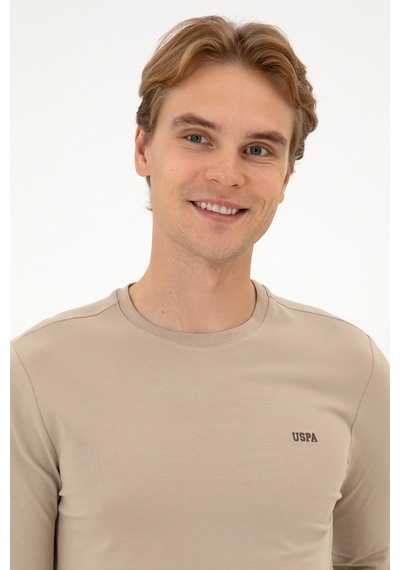 U.S. Polo Assn. Erkek Slim Fit Bisiklet Yaka Koyu Bej Süprem Basic Sweatshirt 50313744-VR088 U.S. Polo Assn. Erkek Slim Fit Bisiklet Yaka Koyu Bej Süprem Basic Sweatshirt 50313744-VR088