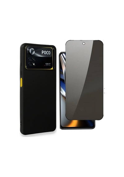 Xiaomi Poco X4 Pro 5g Esnek Dayanıklı Silikon Kılıf Ve Hayalet Gizli Ekran Koruyucu Siyah