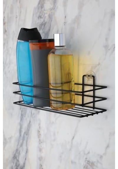 Banyo Düzenleyici Banyo Rafı Sabunluk 2 Li Set Yapışkanlı Duş Rafı Organizer - Mat Siyah Diğer