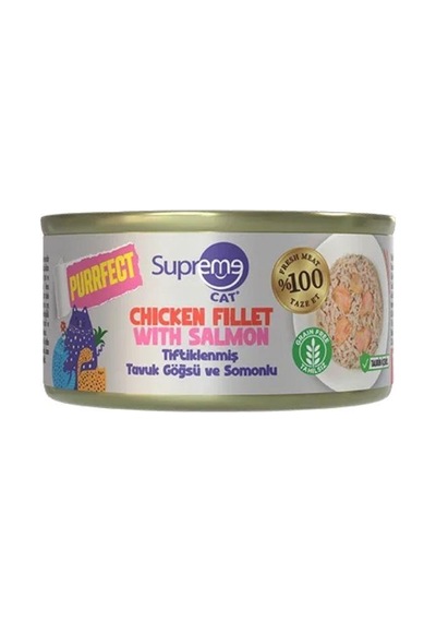 Supreme Cat Purrfect Tiftiklenmiş Tavuk Göğsü Ve Somonlu Yetişkin Kedi Konservesi 70 Gr