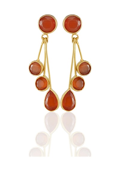 Kadir Jewellery22 Ayar Altın Kaplama Vintage Küpe -el İşçiliği Ve Hipoalerjenik Küpe Kırmızı