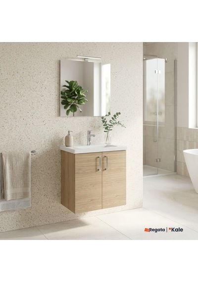 Tr Kale Noah Meşe 65 Cm Kapaklı Alt Dolap, Lavabo Ve Ayna Tr Kale Noah Meşe 65 Cm Kapaklı Alt Dolap, Lavabo Ve Ayna
