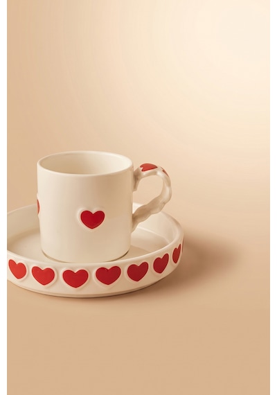 Karaca Sweetheart Kahve Fincan Takımı Pembe 90 Ml Beyaz