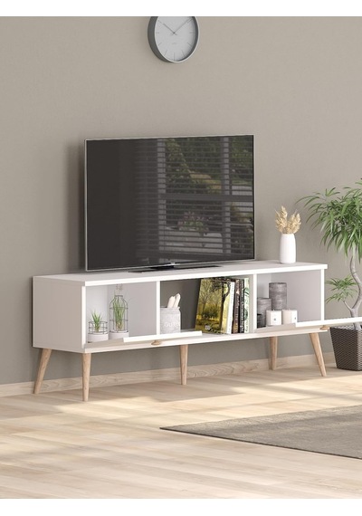 140 Cm Ela Beyaz Tv Ünitesi Tek Renk