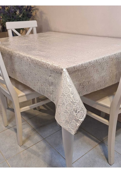 Ithal Pvc Muşamba - Desenli Silinebilir Masa Örtüsü 07iz04 Bej