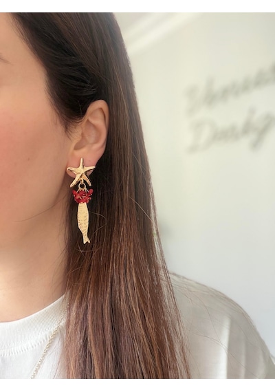 Çelik Balık Charm Küpe Gold 38262910