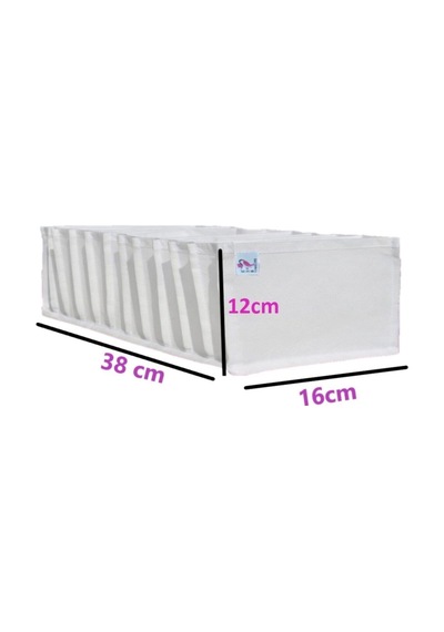 4 Adet Medium 11 Gözlü Çekmece Içi Düzenleyici Organizer Kumaş Beyaz Diğer