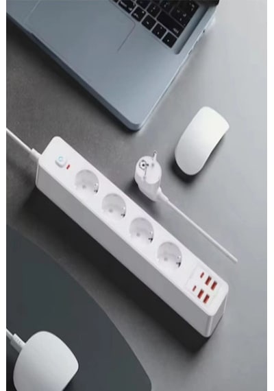 Termal Akım Korumalı 4 Lü Priz 4x Usb 2x Type-c Çıkışlı Grup Priz Çoğaltıcı 3500w 2 M