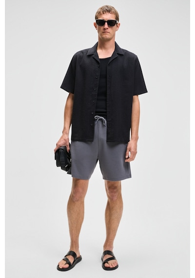Grimelange TYRONE Erkek Beli Lastikli Arka Tek Cepli Relaxed Fit Gri Şort