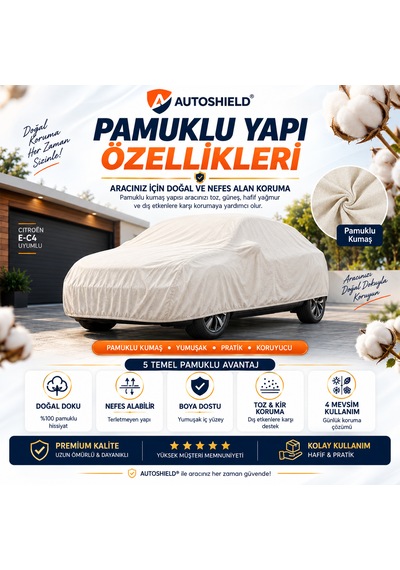 Citroen E-c4 Uyumlu Pamuklu Bez Oto Branda Araç Örtüsü Toz Koruyucu Boya Dostu Standart