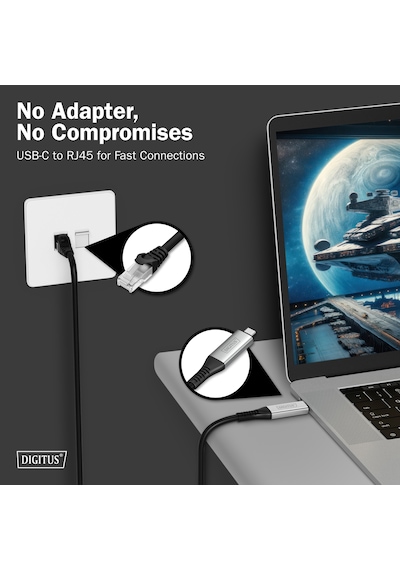 Usb-c - Rj45 Cat 6a S/ftp Kablosu, 1 Gbit/s, 10 Metre Usb 3.2 Gen