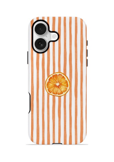 Apple iPhone Uyumlu 17 Vorian Çift Katmanlı Magsafe Kılıf Orange Slice Stripe