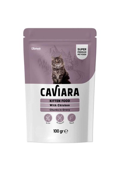 Caviara Tavuklu Yavru Kedi Maması Pouch Sos İçinde Et Parçacıklı 100 Gr