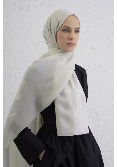 Armine Lyocell Naia Zikzak Desen Şal 1- 17 ekru