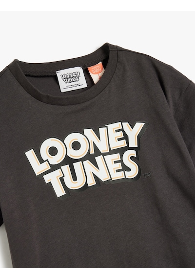 Koton Tişört Lisanslı Looney Tunes Baskılı Kısa Kollu Pamuklu Antrasit 5wmb10282tk 939 Antrasit