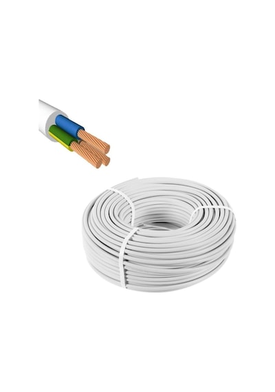 15 Metre 3x2.5 Beyaz Ttr Cca Tam Kesit Çok Telli Kablo 15 M