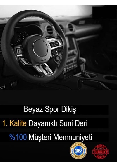 Skoda İle Uyumlu Fabia İçin Süper Deri Direksiyon Kılıfı, Beyaz Yüzüklü Spor Dikiş Diğer