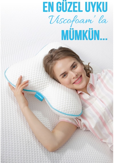 Viscofoam Kelebek Boyun Destekli Ortopedik Yastık Visco Yastık 55x46x13cm