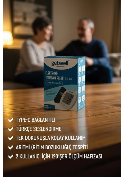 Konuşan Üst Koldan Tansiyon Aleti - Ölçme Cihazı Geniş Manşon 2 Li Set