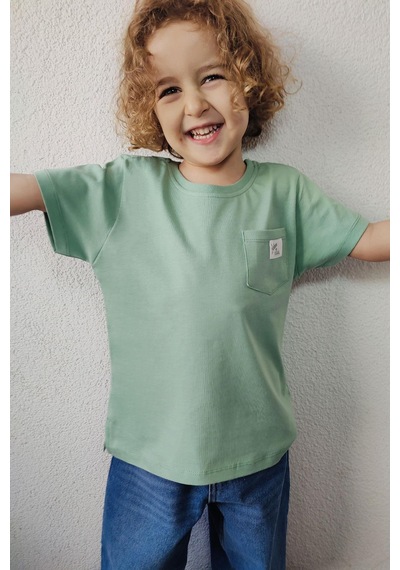 Breeze Erkek Çocuk Tişört Cool Yazı Armalı Cepli 1.5-5 Yaş, Mint Yeşili