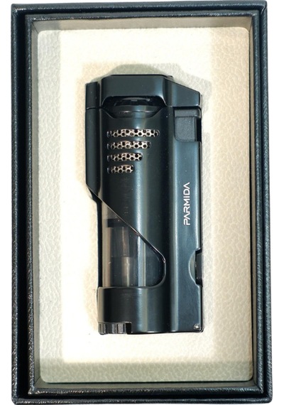 Parmida 3 Torch Pürmüz Delicili Siyah Metal Puro Çakmağı - Tr9517