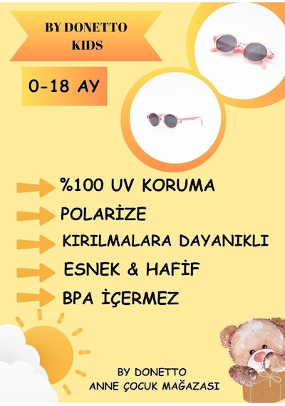 Yeni-unisex 0-18 Ay Polarize Ve Uv Korumalı Pembe Çocuk Güneş Gözlüğü Pudra