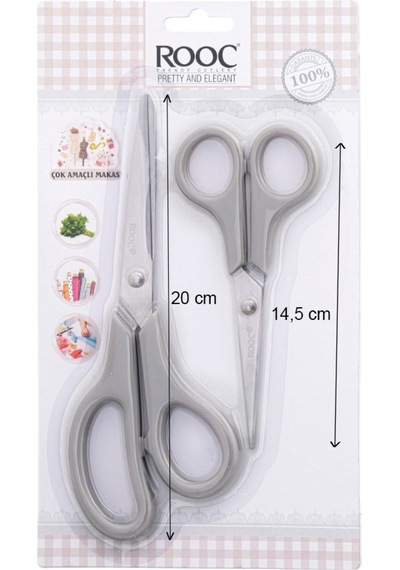 Makri Home 2'li Çok Amaçlı Makas Seti Küçük Boy Gri, 14.5 Cm