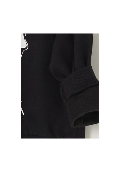 Lc Waikiki Alıta Cıty Farkıyla Lcw Kids Siyah 3 İplik Şardonlu Baskılı Loose & Bol Kız Çocuk Sweatshirt Siyah - 925528447 Siyah