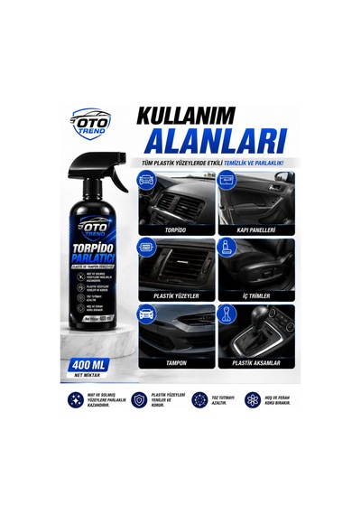 Oto Trend Torpido Parlatıcı Sprey 400 Ml Plastik Aksamlar İçin Parlak Ve Temiz Görünüm