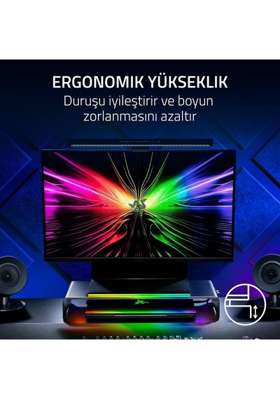 Monitör Standı Chroma - Chroma Rgb Özellikli 4 Yönlü Usb-c Hub'lı Alüminyum Monitör Standı 50cm X 21cm X 7.85c