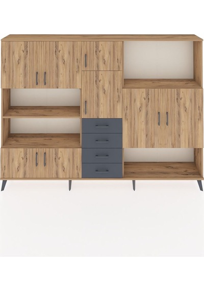 Arges Dolap 10 Raflı 4 Çekmeceli 8 Kapaklı 220x30x163 Çam-çam/ant Çam-çam/antrasit Arges Dolap 10 Raflı 4 Çekmeceli 8 Kapaklı 220x30x163 Çam-çam/ant Çam-çam/antrasit