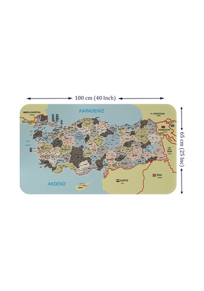 Eğitici - Öğretici Dünya Ve Türkiye Haritası Çocuk Odası Duvar Sticker-60x105-3889 Çok Renkli