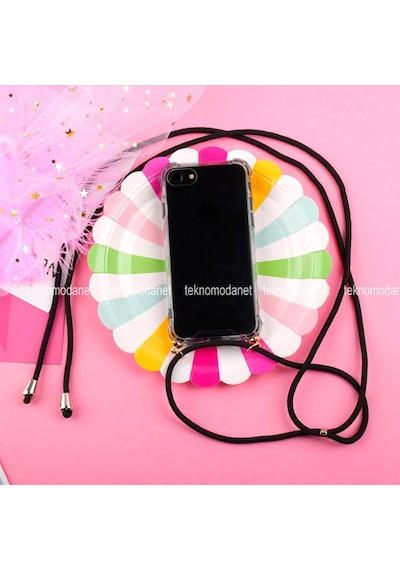 Teknomoda Apple Uyumlu iPhone X / Xs Seffaf Boyun Askili Ipli Kordonlu Kilif 404470238